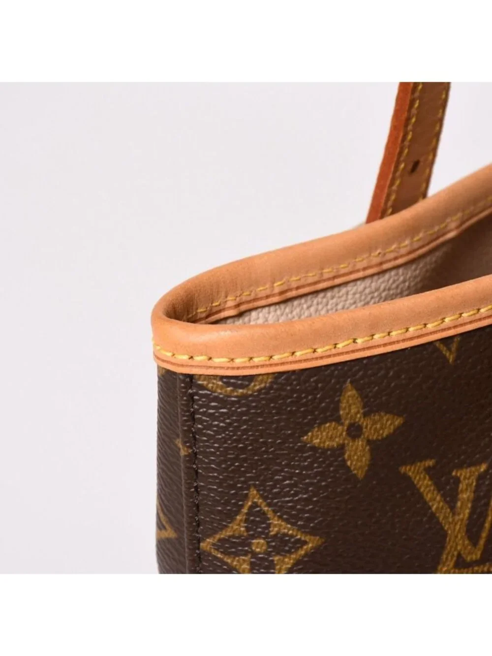 Louis Vuitton Bucket PM Handbag Monogram Brown Leather Gold